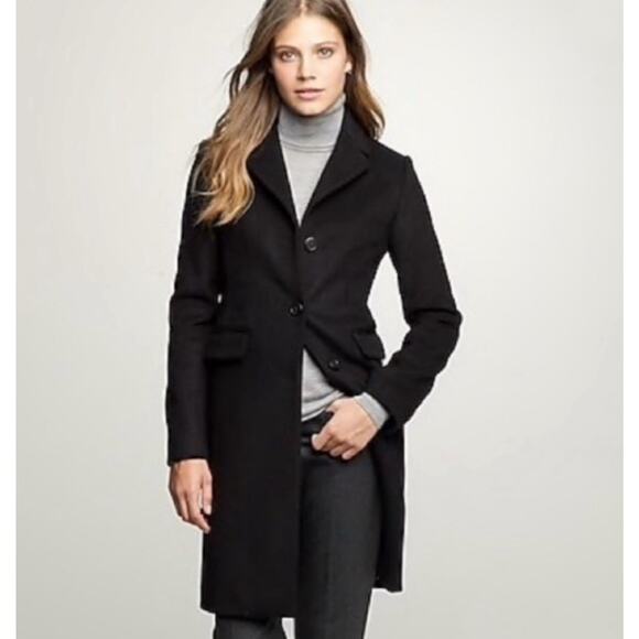 J Crew Coat Peacoat Black Wool Thinsulate Nelly Gori Womens Size 6 Button Flaw - Picture 2 of 11